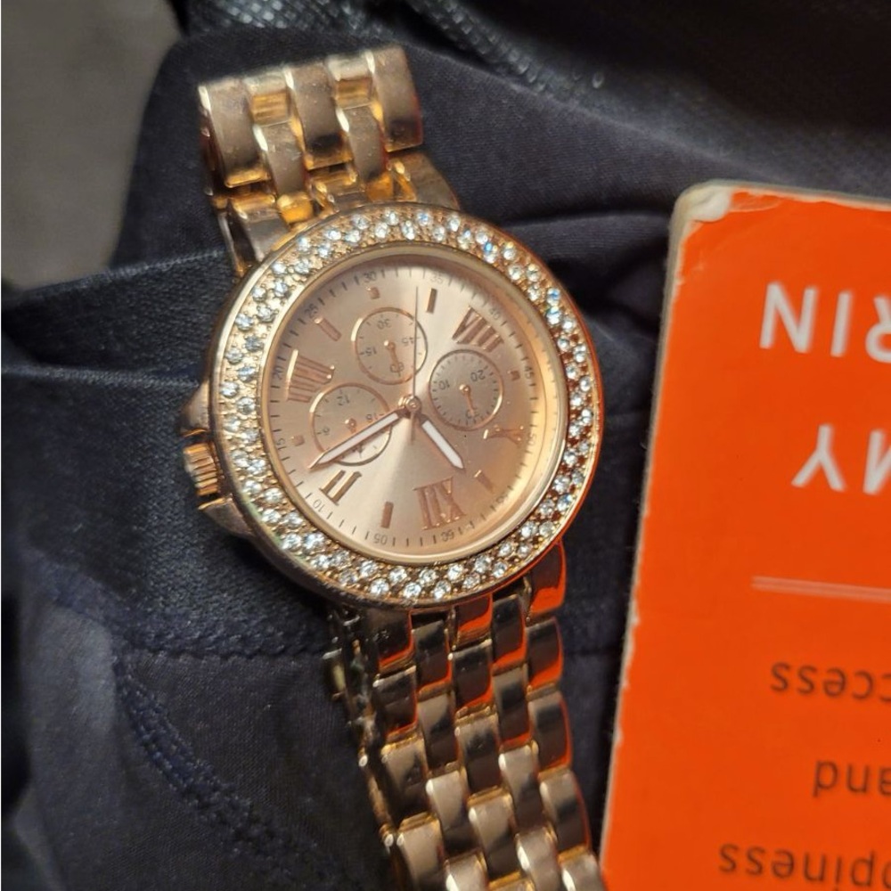 Michael Kors Rose Gold Watch with Crystal Bezel